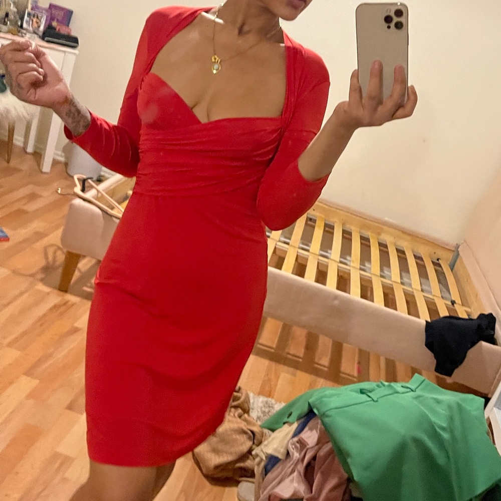 Red dress with open back